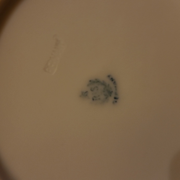 Vintage RS Germany Floral Pink Roses Dessert Bread Plates Green Ombre Pre-WWII - Picture 4 of 12